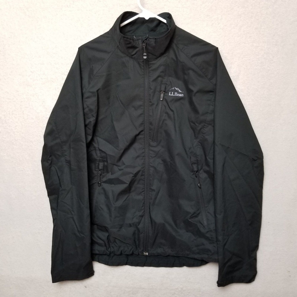 LL Bean Mens Sz Large Regular Full Zip Stretch Performance Jacket‎ Black